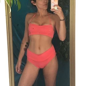 Coral/print Reversible Bikini